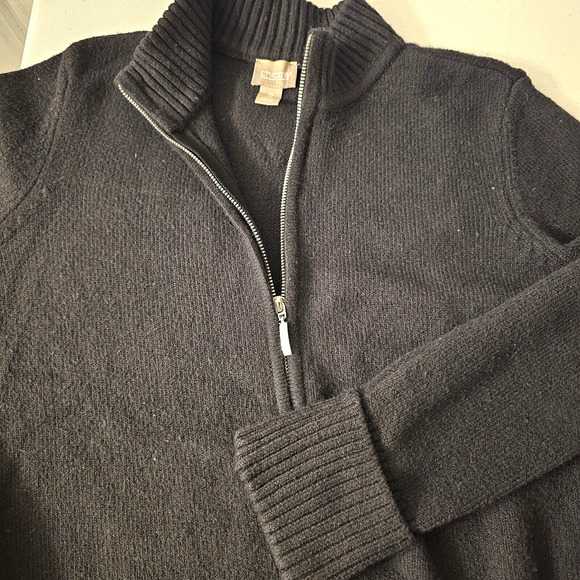 CHICOS‎ Black Full Zippered Classic Cardigan Size 2/M/12 Crew Neck Cuff Sleeve - Picture 8 of 8
